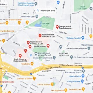 Scrrenshot of a Google Map of the Keck School in Boyle Heights
