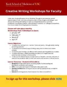 2024 Creative Writing workshops for faculty flyer