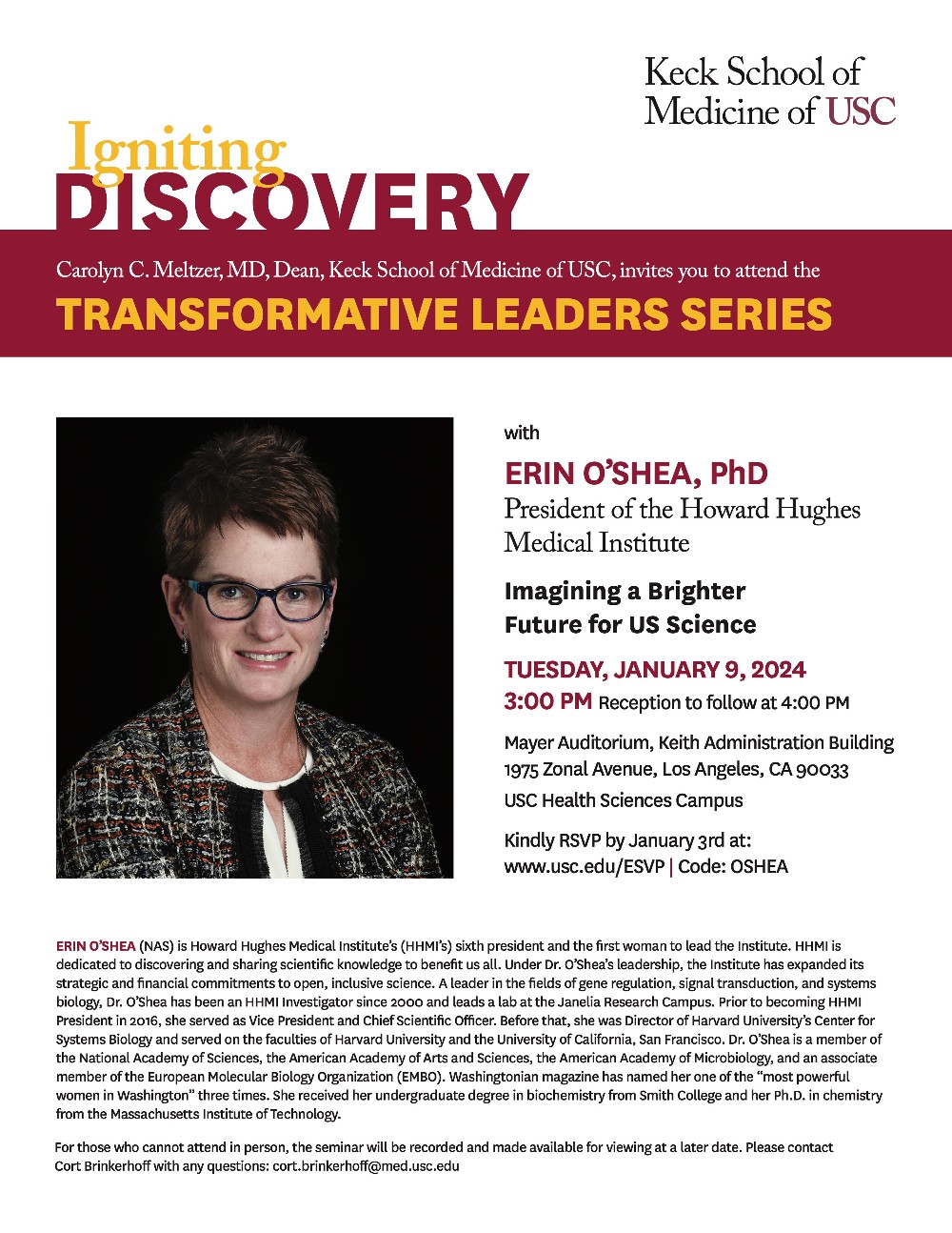 Dean's Transformative Leaders Series With Erin O'Shea, PhD - Events Calendar