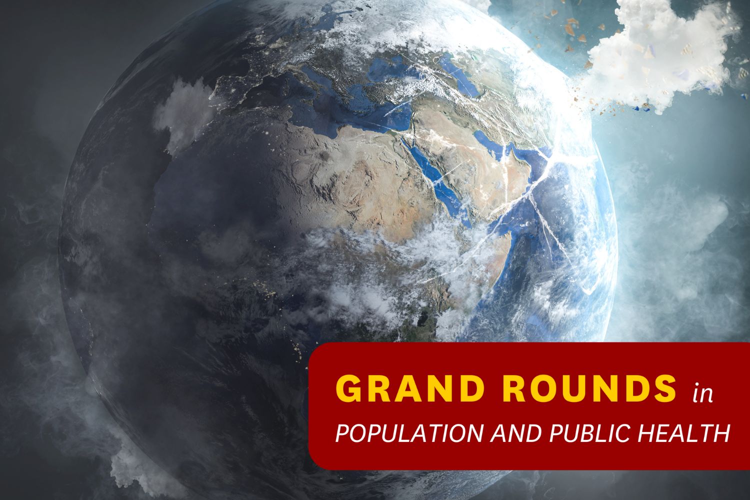 earth from space with grand rounds graphic