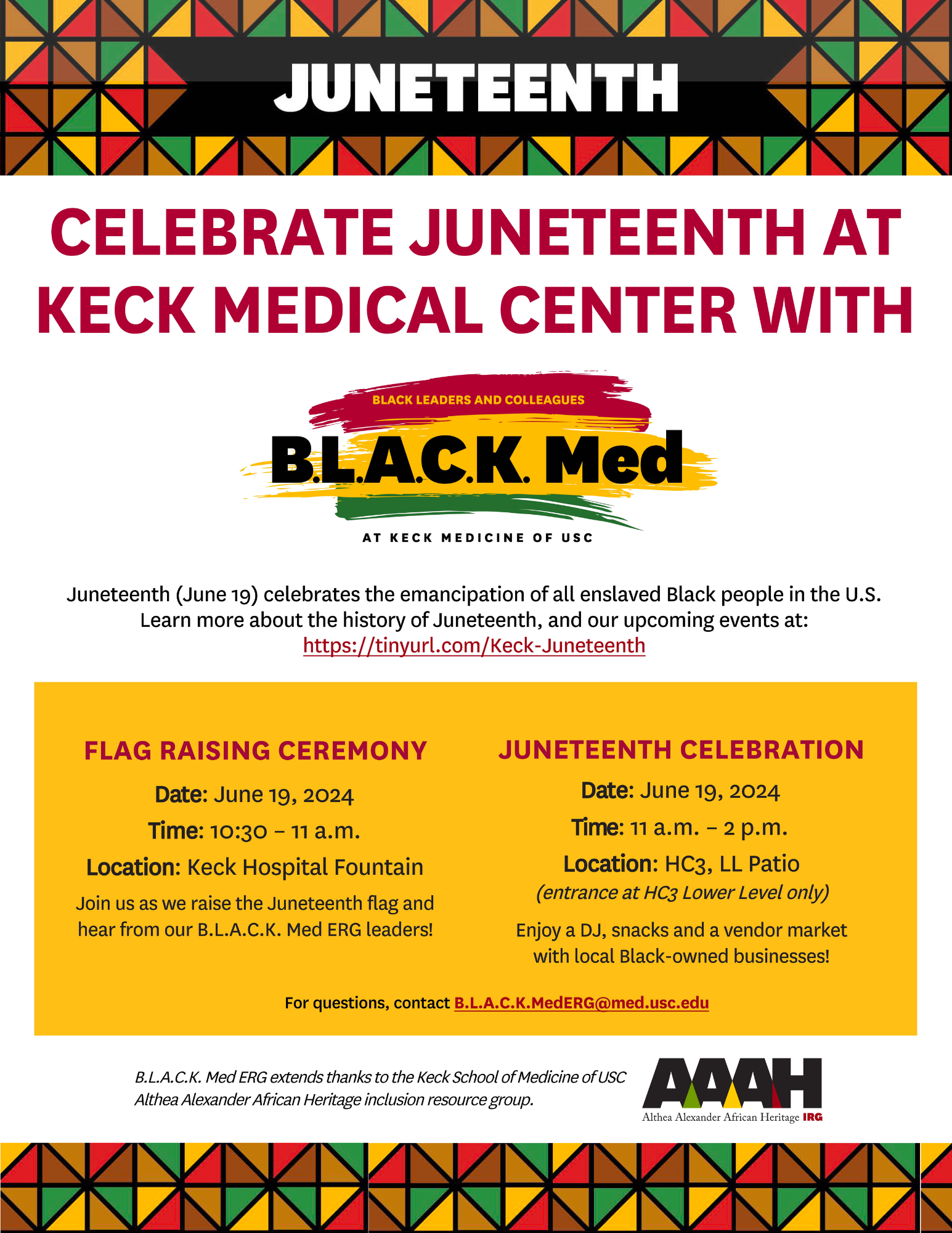 Flyer with information on Juneteenth celebration