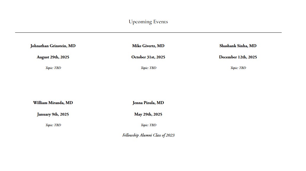 this is the schedule of our 2025-2026 Fellowship Grand Rounds