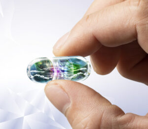 An image of a futuristic pill.