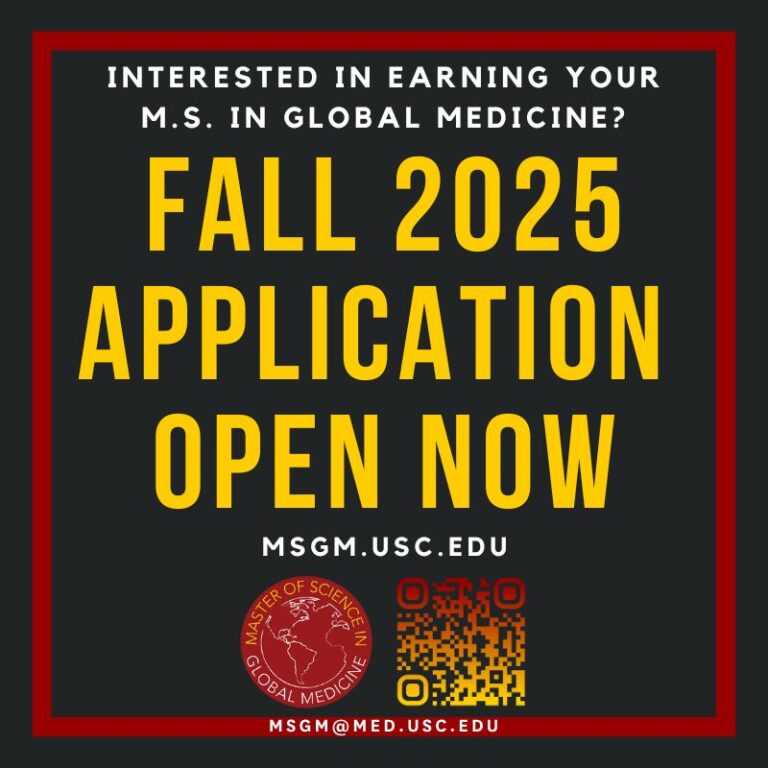 Flyer stating that applications to the Global Medicine program for fall 2025 admission are now open