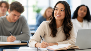 Students smiling in classroom