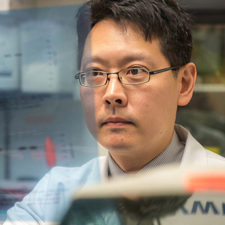 Physician looks at scan