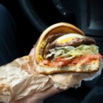 Fast food wrapped in take out package