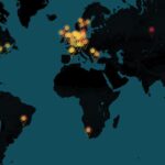 Image shows ENIGMA map of bipolar depression marked with yellow dots and major depression marked with red dots.