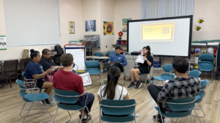 Dr. Cecilia Perez (PhD, CCC-SLP) and workshop participants at the Los Angeles Public Library. (Photo Credit: Cecilia Perez)
