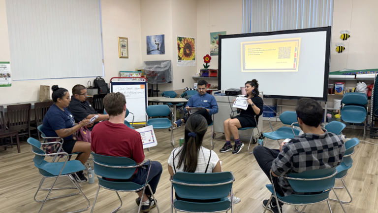 Dr. Cecilia Perez (PhD, CCC-SLP) and workshop participants at the Los Angeles Public Library. (Photo Credit: Cecilia Perez)