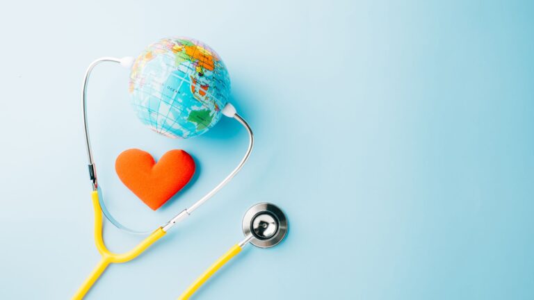 globe with stethoscope around it