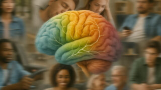 Image shows rendition of human brain