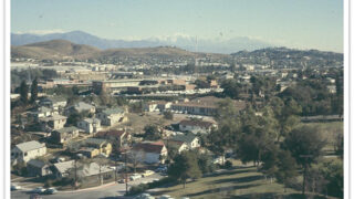 Looking north from the Mudd building in 1961, viewing the future site of USC University Hospital