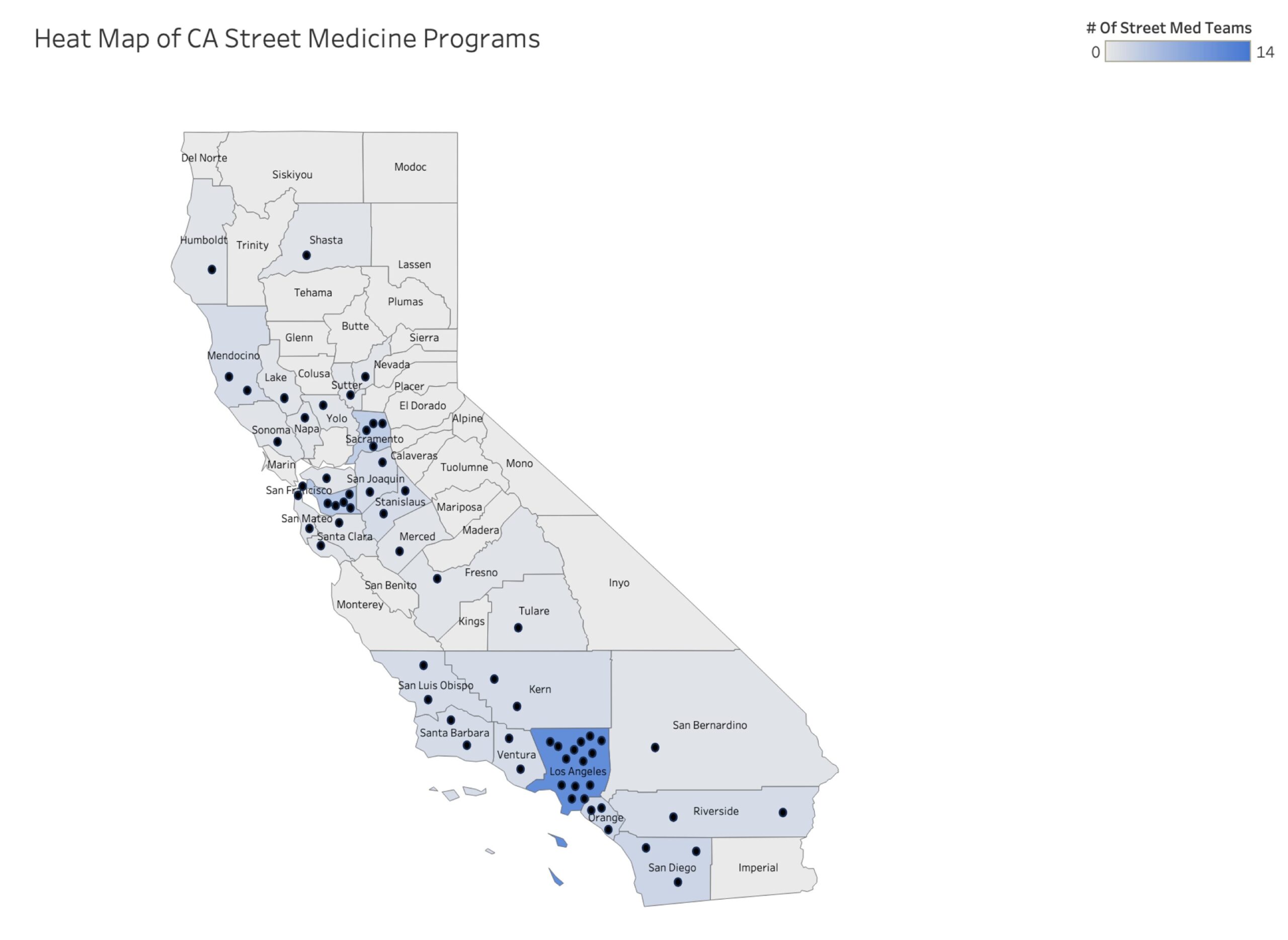 Heat Map of CA Street Medicine Programs