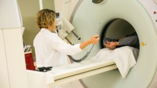 Person laying in an MRI machine