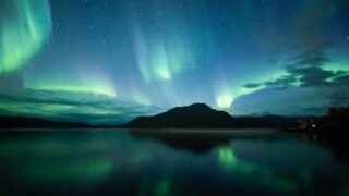 Northern lights at night